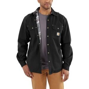 Carhartt Jac Weathered Plaid Lined Canvas Long Sleeve Shirt Washed Black Medium
